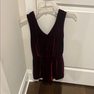 Lord & Taylor Velvet Romper in Deep Burgundy